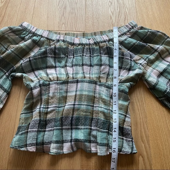 NWT - Free People Women's Teagan Plaid Puff Sleeve - xs - Picture 7 of 11